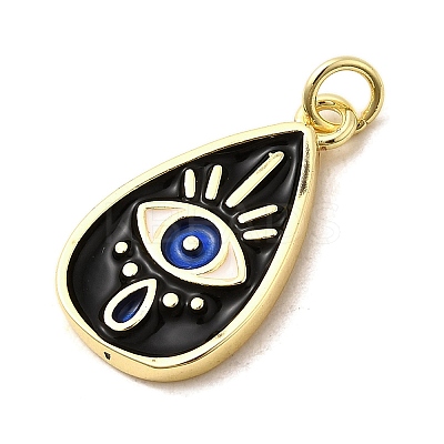 Brass Enamel Evil Eye Pendants KK-I378-16G-B-1
