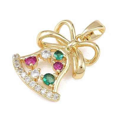 Christmas Brass Micro Pave Cubic Zirconia Pendants KK-K413-02G-1
