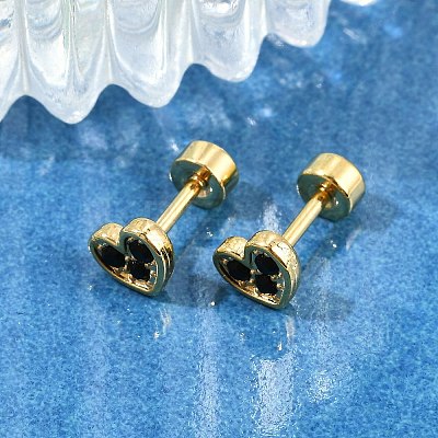 Heart Rhinestone Ear Fake Plugs EJEW-H105-26G-1