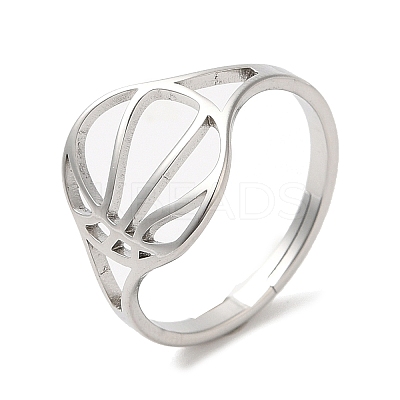 Non-Tarnish 304 Stainless Steel Hollow Basketball Adjustable Ring for Women RJEW-M149-28P-1