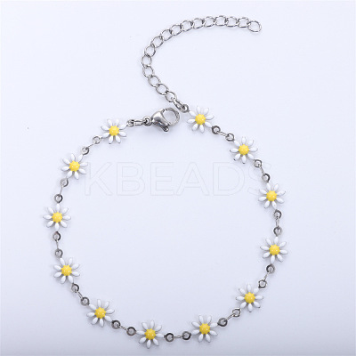 Daisy Alloy Enamel Link Chain Bracelets for Women FS-WGBA8A6-05-1