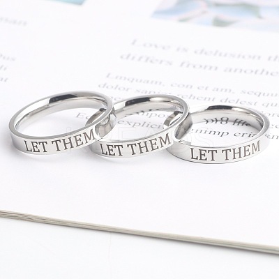 Word Let Them 201 Stainless Steel Finger Rings FS-WGDEB2A-03-1