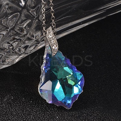 Teardrop AB Color Plated Electroplate Glass Pendant Necklaces & Dangle Earrings Jewelry Sets SJEW-JS00880-1