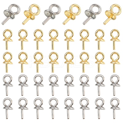 60Pcs 2 Colors 304 Stainless Steel Cup Pearl Peg Bails Pin Pendants STAS-YW0003-64-1