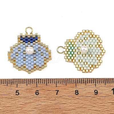 Shell Pearl & Glass Seed Beaded Pendants PALLOY-MZ01437-1