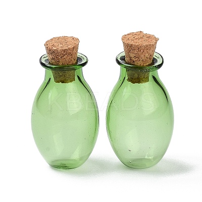 Oval Glass Cork Bottles Ornament X1-AJEW-O032-03F-1