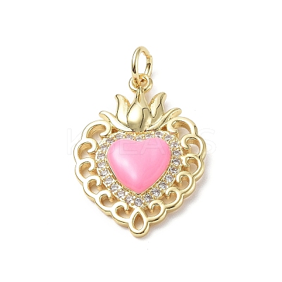 Eco-Friendly Rack Plating Brass Micro Pave Cubic Zirconia Pendants KK-F845-33G-05-1