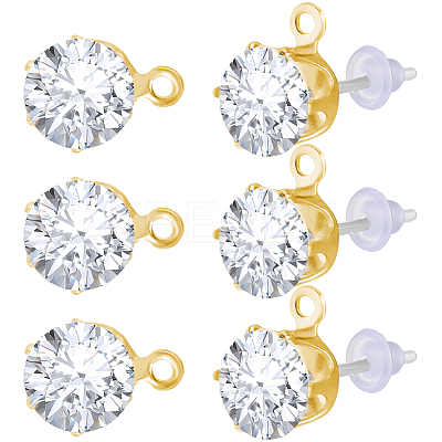 30Pcs Clear Cubic Zirconia Stud Earring Findings EJEW-BBC0002-07B-1