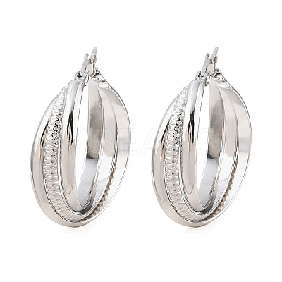 304 Stainless Steel Triple Twist Ring Stud Earrings EJEW-P324-08P-1