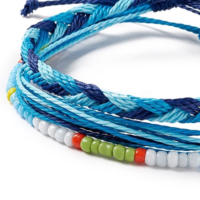 3Pcs 3 Style Plastic Braided Bead Bracelets Set BJEW-B065-08C-1