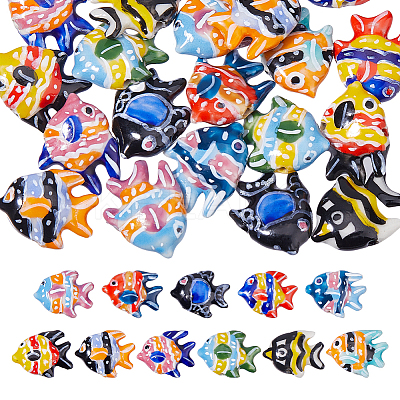 22Pcs 11 Colors Handmade Porcelain Beads PORC-HS0001-06-1