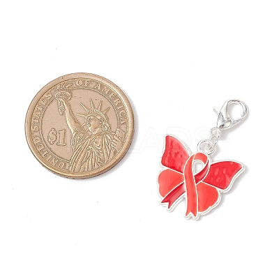 7Pcs 7 Styles Awareness Ribbon Theme Alloy Enamel Pendant Decorations HJEW-JM03383-1