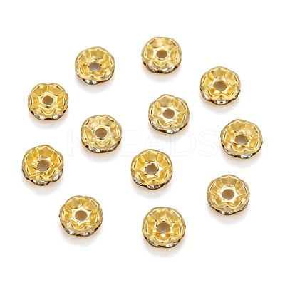 Brass Grade A Crystal Rhinestone Spacer Beads RB-A006-8MM-G-1