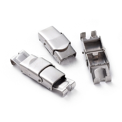 Non-Tarnish 201 Stainless Steel Watch Band Clasps STAS-C006-1-P-1