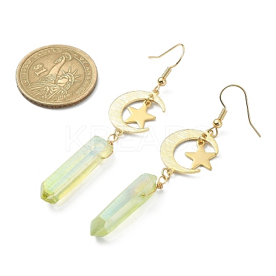 Electroplated Natural Quartz Crystal Dangle Earrings EJEW-TA00256-1