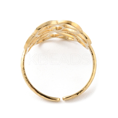 304 Stainless Steel Hollow Flower Open Cuff Rings RJEW-D002-07G-1