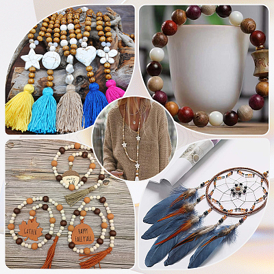 400Pcs 4 Colors Natural Unfinished Wood Beads WOOD-GF0001-90-1