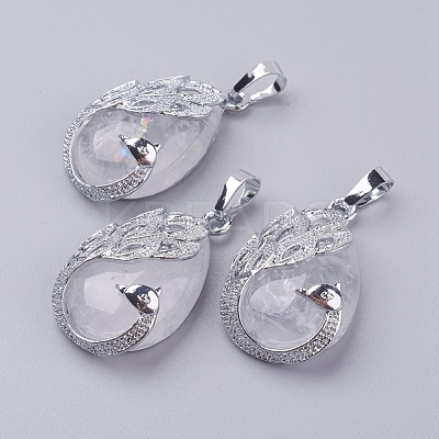 Natural Quartz Crystal Pendants X-G-E442-04W-1