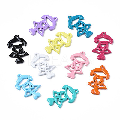 Spray Painted Alloy Pendants PALLOY-T077-166-1