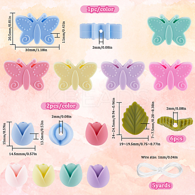 24Pcs 3 Styles Food Grade Eco-Friendly Silicone Focal Beads with Round Nylon Thread SIL-SP0001-12-1