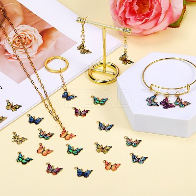 45Pcs 9 Colors Light Gold Alloy Enamel Pendants ENAM-SZ0004-07-1