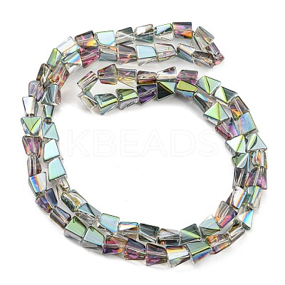 Half Plated Electroplate Transparent Glass Beads Strands EGLA-G037-06A-HP03-1