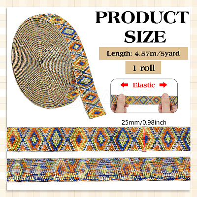 Rhombus Pattern Ethnic Style Polyester Ribbons OCOR-BC0009-21C-1
