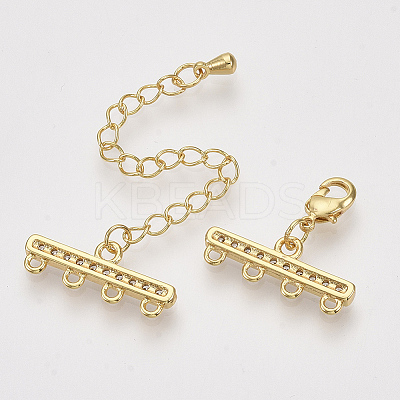 Brass Micro Pave Cubic Zirconia Chain Extender X-ZIRC-Q022-031G-NR-1