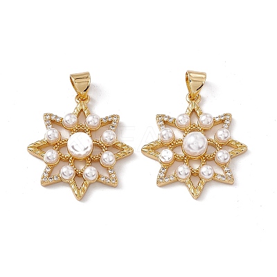 Brass Micro Pave Cubic Zirconia Pendants KK-B061-11G-1
