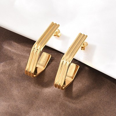304 Stainless Steel Polygon Stud Earrings EJEW-P324-12G-1
