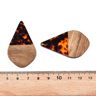 Transparent Resin and Walnut Wood Pendants RESI-T057-06D-1