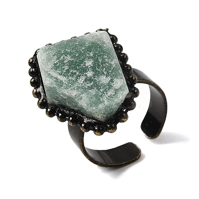 Natural Green Aventurine Irregular Nugget Open Cuff Rings G-A278-03AB-06-1