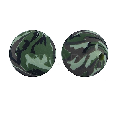 Round with Camouflage Print Pattern Food Grade Silicone Beads LS-PW-WG66974-11-1
