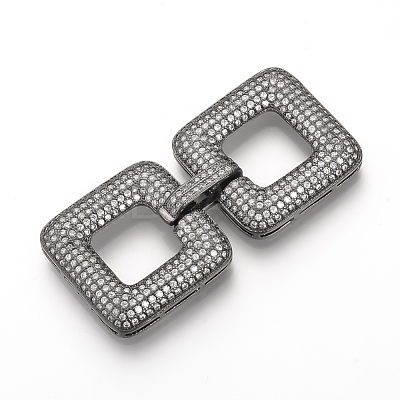 Brass Micro Pave Cubic Zirconia Fold Over Clasps ZIRC-S058-01B-1