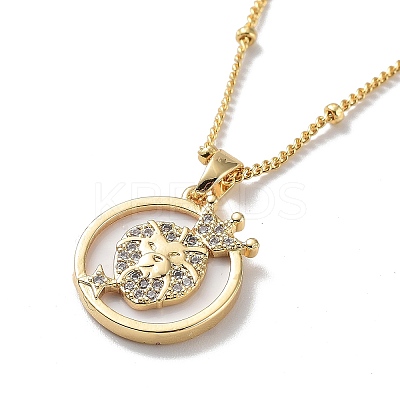 Lions Brass Micro Pave Cubic Zirconia Pendant Necklaces for Women NJEW-A015-06KCG-1