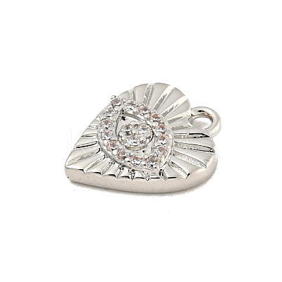 Heart with Evil Eye Rack Plating Brass Clear Cubic Zirconia Pendants KK-P277-14P-1