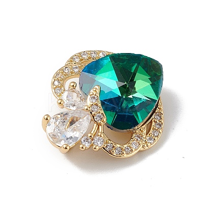 Real 18K Gold Plated Rack Plating Brass Micro Pave Clear Cubic Zirconia Pendants KK-C015-11G-16-1