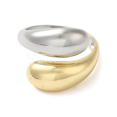 Brass Teardrop Open Cuff Rings for Women RJEW-B062-10GP-1