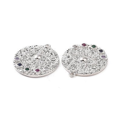 Brass Micro Pave Colorful Cubic Zirconia Pendants KK-E068-VC103-1
