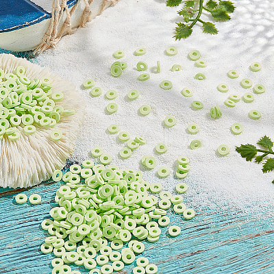 10 Strands Flat Round Handmade Polymer Clay Beads CLAY-PH0001-44L-1