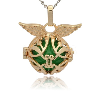 Golden Tone Brass Cage Pendants KK-J213-15G-1