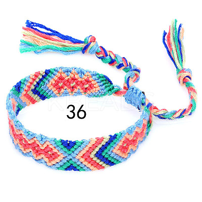Cotton Braided Rhombus Pattern Cord Bracelet FIND-PW0013-003A-36-1