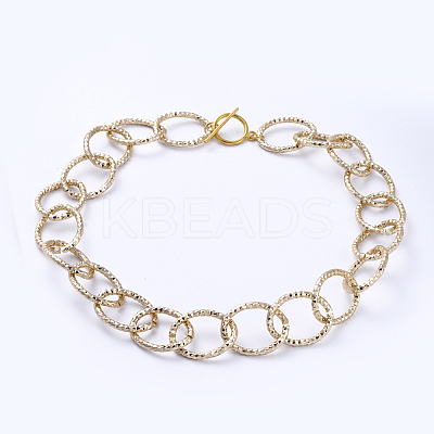 Aluminum Textured Cable Chain Bracelets & Necklaces Jewelry Sets SJEW-JS01094-03-1