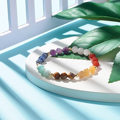 7 Chakra Natural Mixed Stone Beads Bracelet for Women BJEW-JB07417-1