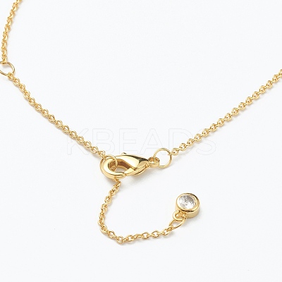 Brass Micro Pave Clear Cubic Zirconia Pendant Necklaces NJEW-J059-01P-1