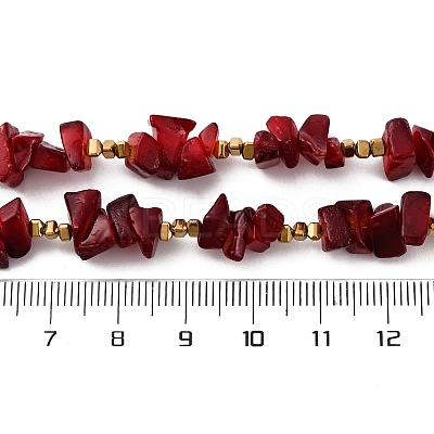 Nuggets Red Glass & Synthetic Non-magnetic Hematite Beaded Necklaces NJEW-U026-18G-1