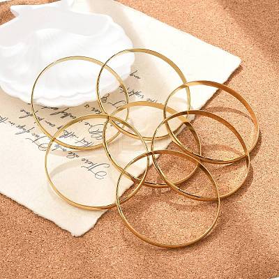 Fashion PVD Vacuum Plating 201 Stainless Steel Bangle Sets BJEW-L664-024C-G-1-1
