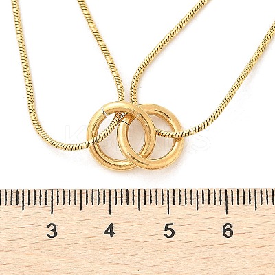304 Stainless Steel Double Layer Snake Chain 2-Ring Link Necklaces LS-NJEW-R017-01G-1