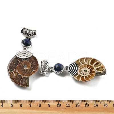 Natural Lapis Lazuli Fossil Snail Pendants G-F062-12-1