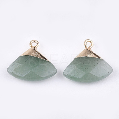 Electroplate Natural Green Aventurine Pendants G-T112-04E-1